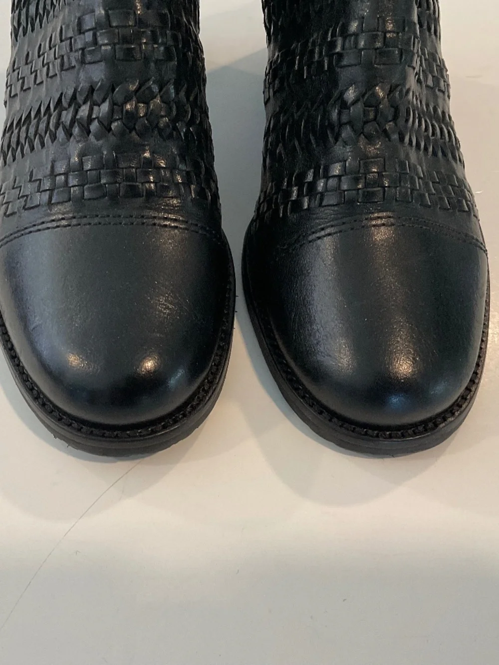 BRIGHTON Galore Woven Black Leather Booties Size 6 NWOT